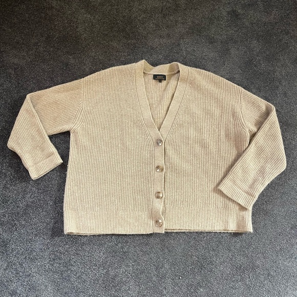 Quince Sweaters - Quince Women's Cream Brown Cardigan Sweater